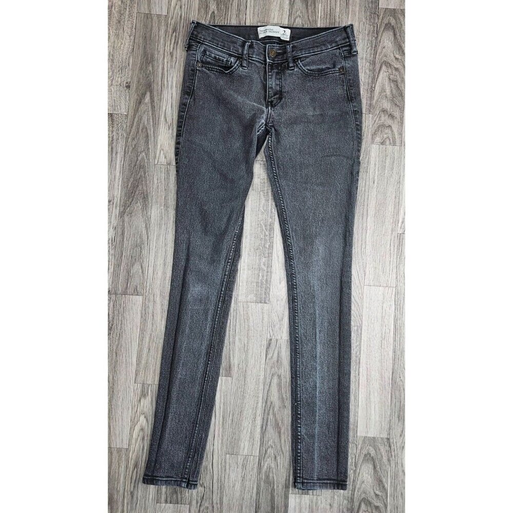 (3/$35) Abercrombie & Fitch Size 2L Super Skinny Embroidered Grey Denim Jeans‎